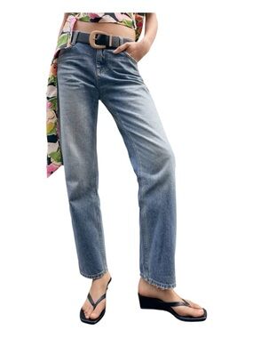 ZARA slim fit, mid waist, slim thigh, tapered leg, full length.